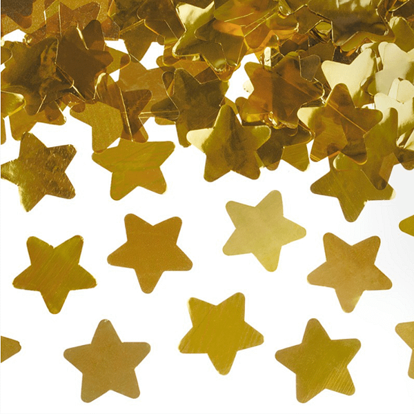 Cañon confetti en forma de estrellitas dorado/plateado